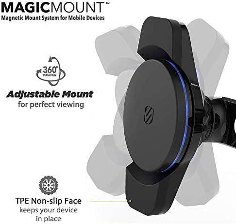 SCOSCHE Magic Mount Charge3 10 W Qi-Certified Vent Wireless Charger – Magnetic Phone Holder for Effortless Charging and Navigation in Your Car