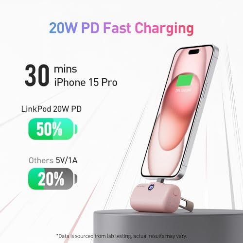 Compact 20 W PD Fast Charging Portable Power Bank for i Phone 15 and Samsung – 5000 m Ah USB-C Battery Pack with LED Display for Enhanced Efficiency and Compatibility – Ideal for Travel and Daily Use