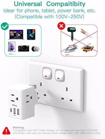 Universal European Travel Power Adapter with Dual USB-C Charging Ports – 3 Outlet Type E/F Plug for Effortless Device Connectivity in France, Portugal, Germany, and Beyond – Essential Travel Companion for Seamless Power and Fast Charging on Your European Adventures