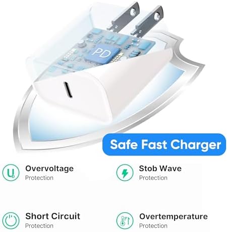 Apple MFi Certified 20 W PD Wall Charger with 3 FT USB C to Lightning Cable – Ultra-Fast Charging Solution for i Phone 14 Pro Max, 14, 13 Mini, 12, 11, XR, XS Max, i Pad Air 3, and Air Pods – Compact & Travel-Friendly Design for Enhanced Device Compatibility and Efficiency