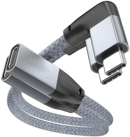 Effortlessly Enhance Your Connectivity with Use Bean 0.6 FT Right Angle USB C Extension Cable 2-Pack – 90-Degree Gen2 20 Gbps Fast Data Transfer for i Phone 16/15, Mac Book, i Pad Pro/Air, Galaxy S25/S24 – Perfect for Tight Spaces and Seamless Charging Solutions