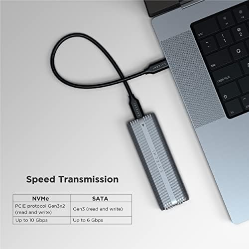 Satechi USB-C Aluminum M.2 SSD Enclosure: Tool-Free Design, 10 Gbps Data Transfer, Compatible with NVMe/SATA SSDs up to 4 TB, Enhanced Portability and Performance for On-the-Go Professionals