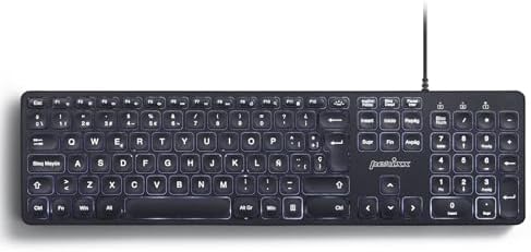 Perixx PERIBOARD-332 Compact Mini USB Keyboard – Sleek White Backlit QWERTY Spanish Layout with Silent X-Type Scissor Keys for Enhanced Typing Comfort – Perfect for Limited Desk Spaces and Effortless Plug-and-Play Setup