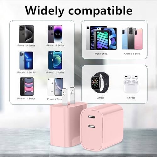 High-Speed Dual-Port USB C Charger Block – 3-Pack 20 W Type-C Wall Adapter for i Phone and i Pad Pro – Ultimate Convenience for Multi-Device Charging on the Go, Safe & Compact Design