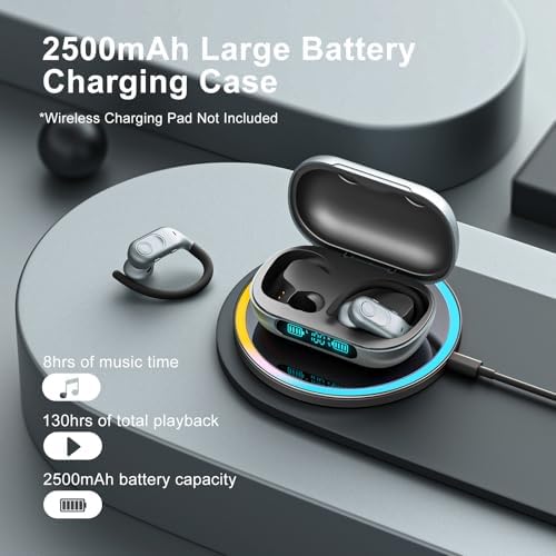 Ultra-Long Playtime Wireless Earbuds with Hi-Fi Sound Quality – 130 Hours Battery Life & 2500 m Ah Charging Case, Waterproof Design for Sports & Gaming, LED Display for Easy Battery Monitoring, Enhanced Bluetooth Compatibility for Seamless Connectivity