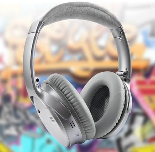 Ultimate Comfort Earpads for Bose QC35 & QC35 II – Luxurious Leather Design with Superior Noise Isolation Foam and Enhanced Thickness for Optimal Listening – Stylish Grey Replacement Cushions to Revitalize Your Headphones