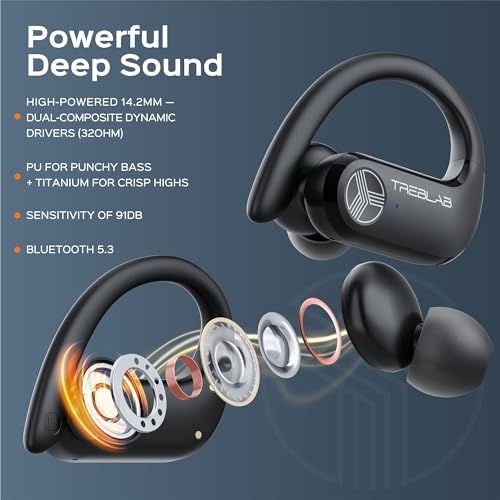 TREBLAB X3 Pro True Wireless Earbuds – Ultimate Workout Companion with Bluetooth 5.3, Exceptional Bass, and Noise Isolation, 145 Hours Playtime, IPX5 Waterproof & Sweatproof Design, Dual Mics for Crystal-Clear Calls, Perfect for Active Lifestyles