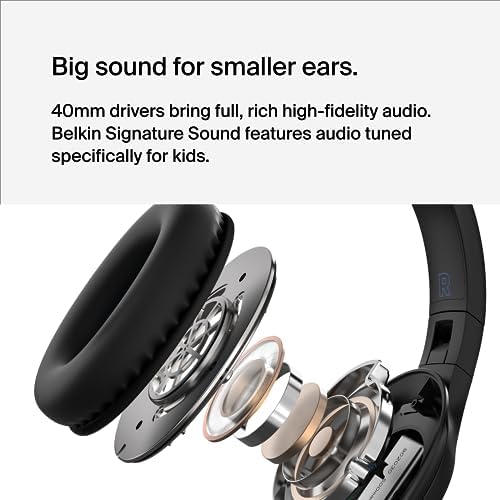 Belkin Sound Form Inspire Kids Wireless Over-Ear Headphones – Safe Listening with 85 d B Volume Limit, 35-Hour Battery Life, and Built-In Microphone – Ideal for Online Learning, Travel, and Fun – Trendy Lavender Compatible with i Phone, i Pad, Galaxy & More