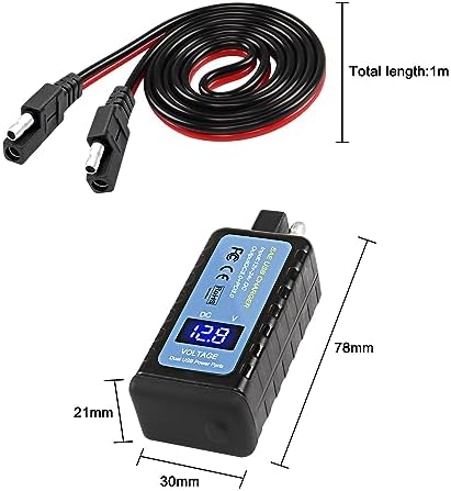 XMSJSIY Premium Motorcycle Phone Charger Adapter – SAE to Type-C PD & USB Quick Charge 3.0 with Built-in Voltmeter, Waterproof Design, and Energy-Saving ON/OFF Switch – 1.2 M (3.9 FT) Extension Cable for Seamless Connectivity with Phones, Tablets, and GPS Devices