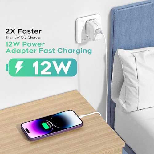 Ultimate 10-Foot Fast Charging Duo for i Pad & i Phone – Dual 12 W Foldable Travel Chargers with Extra Long USB to Lightning Cables – Perfect for Travelers Seeking Enhanced Compatibility and Portability