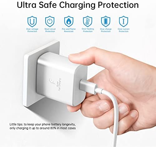 45 W Ultra-Fast Samsung Charger with 6.6 ft Type-C Cable | Power Delivery & Programmable Power Supply for Galaxy S25, S24, S23, S22 Ultra Plus, S21, Note 10, 20, A25, A15, A53, A52, Xcover 6, 7, Z Fold & Flip | Efficient Charging Block for Enhanced Device Longevity | Sleek Black Design for Modern Aesthetics