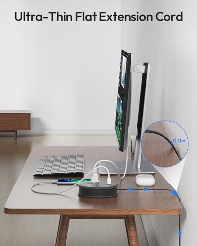 Stylish NTONPOWER Purple Extension Cord with 3 AC Outlets & 4 USB Ports (2 USB-C) – 4 FT Flat Power Strip for Kawaii Dorm & Office Decor – Compact, Versatile Charging Station for Modern Workspaces