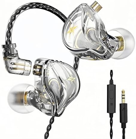 Transform Your Listening Journey with QKZ ZXT Hi-Fi In-Ear Monitors – Pro-Grade Gaming Earbuds with Detachable Cable for Musicians and Gamers – Experience Unmatched Audio Clarity, Versatile Device Compatibility, and Fashion-Forward Transparent Design for All-Day Comfort