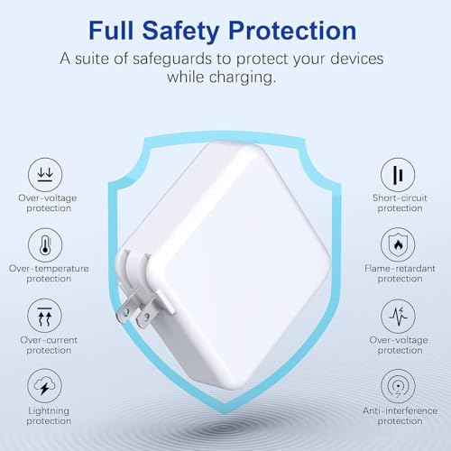 Ultra-Fast 96 W USB-C Charger for Mac Book Pro & Air | Universal Compatibility with M1, M2, M3 Models | 5.9 ft Power Cable for Convenient Charging Anywhere | Intelligent PD 3.0 Technology for Optimal Device Performance | Safe, Durable, and Efficient Laptop Power Adapter with LED Indicator | Perfect for Home, Office, and On-the-Go Use | Charge Mac Book Pro 16” in Just 1 Hour 40 Minutes | Compatible with i Pad Pro, Samsung Galaxy, and More | 12-Month Warranty for Peace of Mind