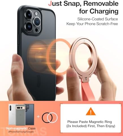 TORRAS 2025 Gen 5.0 Magnetic Phone Grip Holder & Kickstand – Premium Rose Gold Accessory for i Phone 11-16, Samsung, and Google Devices – Enhanced Magnetic Grip & Versatile Hands-Free Viewing – Ideal for Collapsible Phone Support and On-the-Go Convenience