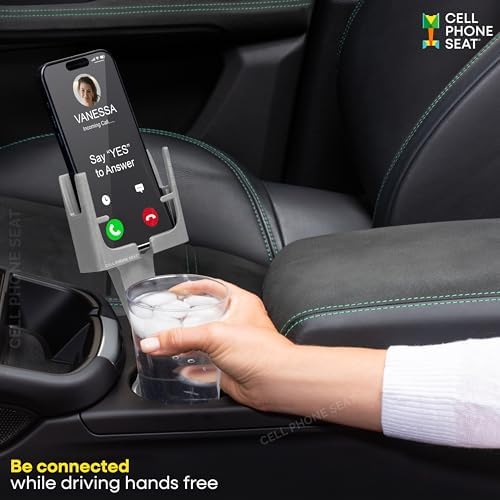 Smartphone Mounts for Cars or Trucks Made in USA by Cell Phone Seat, Universal Fit Including iPhone, Samsung, Android Cellphones, Wolf Gray Color, Hands-Free Compliant Cradle – Enhanced Compatibility and Speed