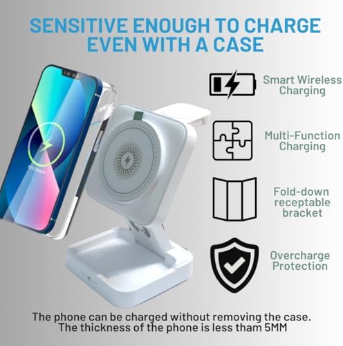 Ultimate 3 in 1 Wireless Charging Station for i Phone 16, 15, 14 Pro Max, Apple Watch & Air Pods – Fast Qi-Certified Dock for Android Devices, Sleek Bedside Solution for Efficient Multi-Device Charging