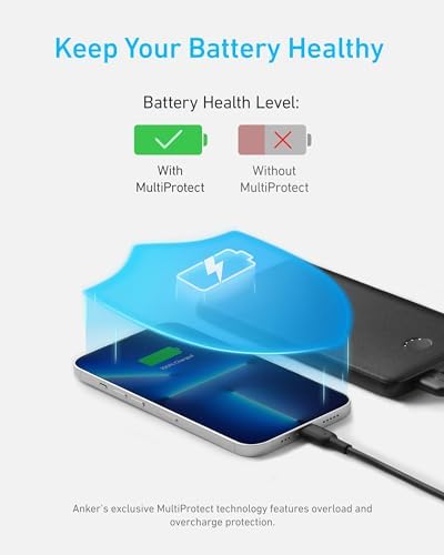 Anker Power Core 10 K Portable Charger – Ultra-Compact 10,000 m Ah Power Bank with Fast USB-C Charging and Power IQ Technology for i Phone, i Pad, and More – Lightweight Travel Essential for On-the-Go Power Solutions