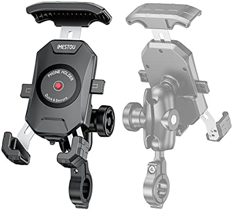 i MESTOU Wireless Phone Charger & Anti-Theft Motorcycle Mount – Fast 15 W Quick Charge with 720-Degree Rotation, USB-C 3 A Compatibility, Secure 1″ Ball Phone Holder for 4.0-7.0″ Smartphones – Innovative Handlebar Accessory for 12 V/24 V Vehicles