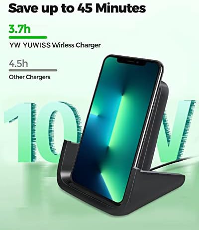 YUWISS Elegant Rose Gold Wireless Charging Stand – Fast 10 W/7.5 W/5 W Cordless Charger for i Phone 14/13/12/11 Pro Max & Samsung Galaxy S22/S21/S9/S8 – Stylish Design with Advanced Safety Features for Effortless Charging Experience