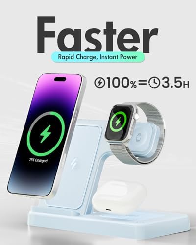 3-in-1 Wireless Charging Station for Apple Devices: Fast Charging Stand for i Phone 16-11, Apple Watch Series 10-3, and Air Pods Pro 4-2 – Sleek, Portable Design with Safety Features – Perfect Gift for Tech Lovers and Remote Workers