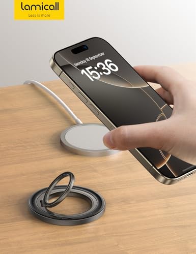 Lamicall Mag Safe Magnetic Phone Ring Grip 2025 Model – Ultra Strong 4.4 lbs Magnet with 360-Degree Rotation | Effortless Pull-Out Design for i Phone 16/15/14 Pro Max | Durable Finger Holder Stand for Enhanced Usability and Style | Perfect Accessory for Multitaskers and On-the-Go Users