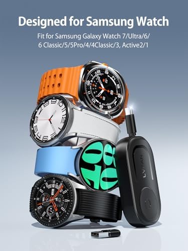 Revolutionary LVFAN Retractable Charger for Samsung Galaxy Watch 7, Ultra 6 – High-Speed USB-C & USB-A Charging Solution with Optimal Compatibility for All Models – Space-Saving Tangle-Free Design for Seamless Power Management and Enhanced Performance