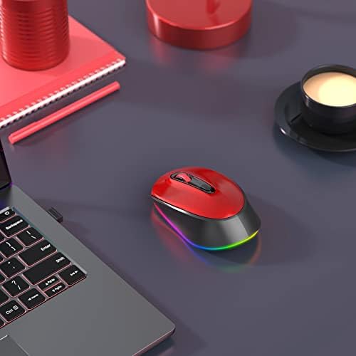 seenda Rechargeable Wireless Mouse with LED Rainbow Lights – Ergonomic, Quiet Click Design for Laptops, PCs, and Chromebooks – Perfect for Kids and Professionals Alike – Portable Purple Accessory for Enhanced Productivity and Style