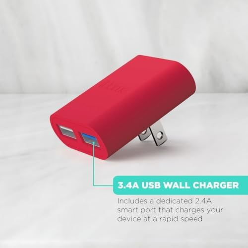 i Home 2-Port USB Wall Charger – Compact Dual Port AC Adapter for Rapid Device Charging – Flat Design for Travel & Home Use – Enhanced Compatibility with Smartphones & Tablets – Safe, High-Speed Charging Solution