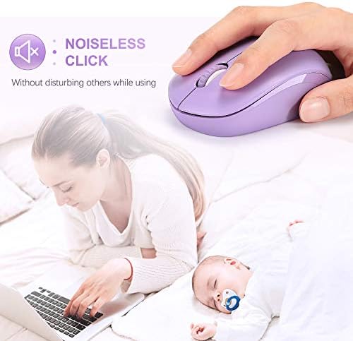 Light Blue Wireless Mouse – Ultra-Quiet 2.4 GHz Noiseless Computer Mouse with USB Receiver for Seamless Windows Experience – Portable, Ergonomic Design for Home, Office, or Travel