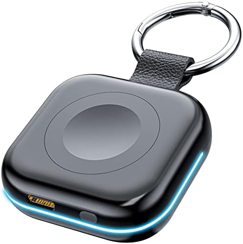 HUOTO Compact Magnetic Wireless Charger for Apple Watch – 1200 m Ah Portable Power Bank Keychain, Compatible with Series 10/9/8/Ultra 2/Ultra/7/6/5/4/3/2/SE, Ideal Travel Accessory for Effortless Charging On-the-Go