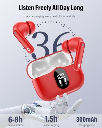 Elevate Your Audio Experience with Rose Gold Wireless Earbuds – Bluetooth 5.4 Connectivity, IP7 Waterproof Protection, and 36-Hour Playtime – Perfect for Active Lifestyles, Sports, and Seamless Communication – Stylish Comfort and Superior Noise-Cancellation for Uninterrupted Listening