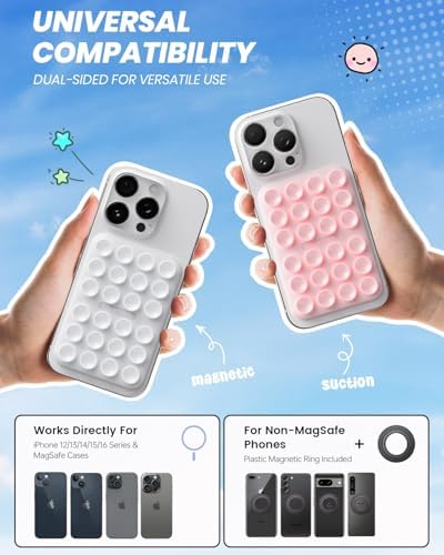 Klearlook Magnetic Suction Phone Mount Set – 4 Stylish Colors for Mag Safe Cases, Hands-Free Selfie Grip for Tik Tok & Content Creators, Lightweight & Portable, Secure Magnetic Attachment for Effortless Video Recording and Photography