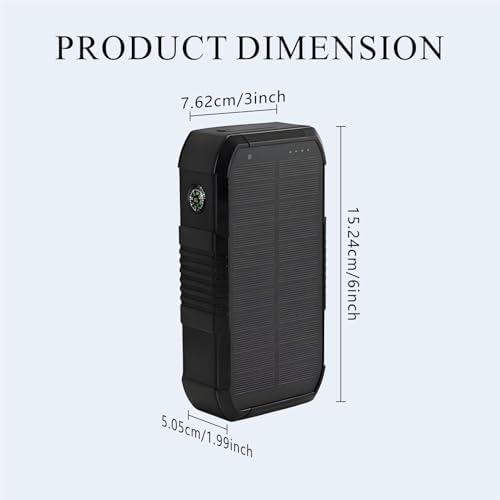 Ultimate Solar Power Bank 66800 m Ah with Hand Crank & 4 Charging Cables – 22.5 W Fast Charge for Camping, Emergency Preparedness, and Outdoor Adventures – Equipped with SOS Strobe Light, Strong Flashlight, and Compass – Rugged & Reliable Portable Charger for All USB Devices