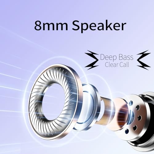 Ultra-Lightweight Bluetooth 5.3 Wireless Earbuds – Deep Bass In-Ear Headphones for Clear Calls and Immersive Sound, 60-Hour Battery Life, Perfect for Gaming, Workouts, and Study – Stylish Purple Design for Active Lifestyles