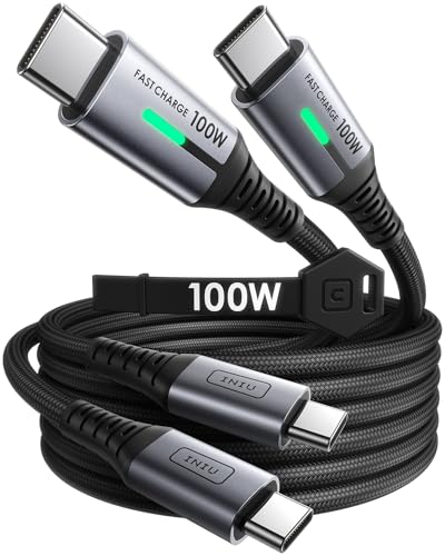 INIU USB-C Cable, [6.6ft, Blue] 2-Pack USBC Cable for iPhone 16 15 Pro Max/Plus, Samsung Galaxy S22 Ultra Note 10, Pixel 7a, MacBook, iPad, and More – Enhanced Compatibility and Speed