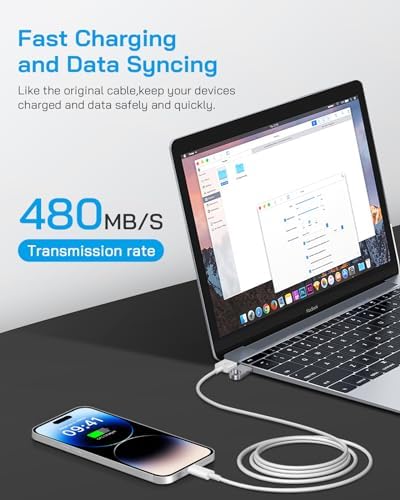 MFi Certified 6 ft i Phone Lightning Charger – Fast Charging USB Cable Pack for i Phone 14/13/12/11 Pro/Pro Max/SE 2022/8/7/XS/XR/X & i Pad – Durable & Efficient Charging Solution for Home & Travel – 4-Pack with Enhanced Compatibility