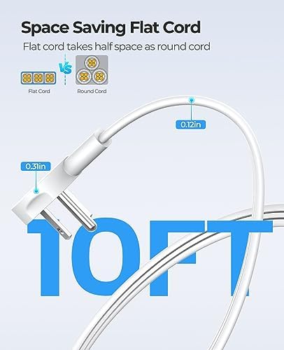 Compact ORICO Travel Power Strip with 3 AC Outlets & 3 Fast USB Ports (1 USB-C) – Space-Saving Flat Plug Extension Cord for Effortless Charging on Cruises, Hotels & Airports – Essential Travel Accessory in Sleek White Design