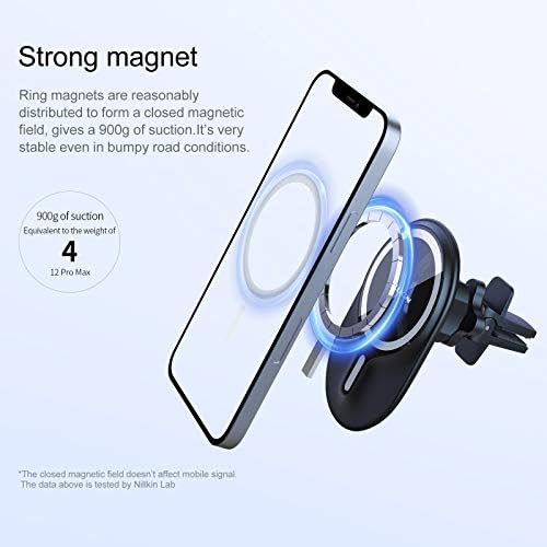 Nillkin Magnetic Wireless Car Charger for i Phone – 7.5 W Qi-Compatible Charging Station for Air Vent and Dashboard – Effortless Attachment, Enhanced Stability, and Stylish Design for i Phone 13 Pro/12 Pro/13 Pro Max/12 Pro Max – Ultimate Convenience and Portability