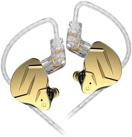 KZ ZSN PRO X Gaming Earbuds: Premium High-Fidelity In-Ear Monitors with Hybrid Dual Driver Technology, Detachable Tangle-Free Cable, and Built-In Microphone for Superior Sound Quality and Enhanced Compatibility with Computers and Tablets – Ideal for Gamers and Music Lovers Alike in Elegant Gold Finish