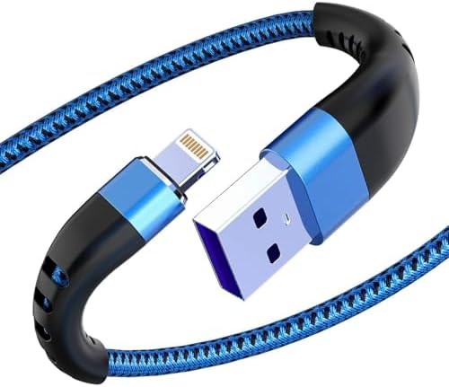 Essri 10 FT Nylon Braided i Phone Charger Cord 2-Pack – Fast Charging Lightning Cable for i Phone 14, 13, 12, 11, X, XS, XR, and 15 – Durable Blue 10 Foot Charging Solution for Ultimate Convenience and Style