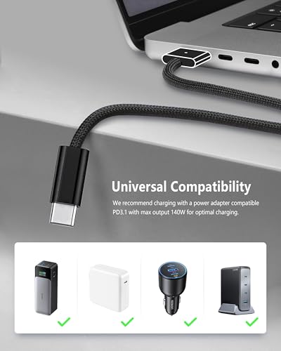 Magnetic USB-C Charging Cable (2 m) – Midnight Blue – Fast 3-in-1 Charge for Mac Book Air & Pro – Effortless Magnetic Connection, Durable Design for Ultimate Convenience – Perfect for Home & Office Use