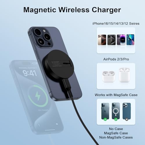 Samsung S25 S24 15 W Fast Wireless Charging Pad – Magnetic Mag Safe Station for Galaxy S Series & Pixel Devices – Compact, Efficient, and Safe Charging Solution for Home & Office Use – Elevate Your Power Experience