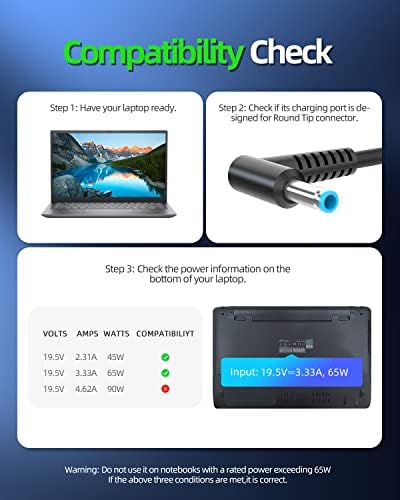 HP Envy 17 65 W Power Adapter – Fast Charging Laptop Charger with UL-Certified Safety, Universal Compatibility for Multiple Models, Includes AC Power Cord, 30-Day Hassle-Free Replacement Guarantee, Perfect for On-the-Go Power Needs