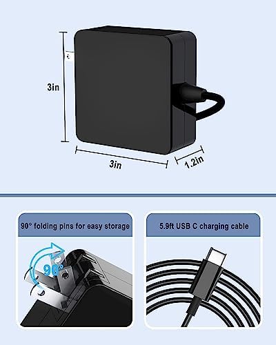 65 W USB-C Power Adapter – Fiattigear Fast Charging Type C Wall Charger for Mac Book Pro, Dell Latitude, Lenovo, Huawei Matebook, HP Spectre & More – Universal Compatibility with Multi-Protection Safety Features – Compact & Durable Design for Travel Use – Efficient Power Delivery for Laptops & Smartphones
