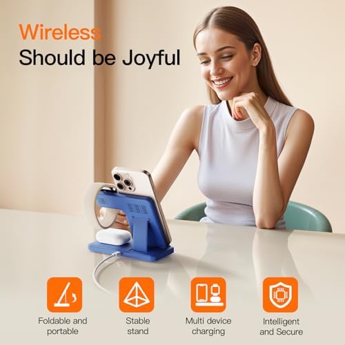 3-in-1 Wireless Charging Station for Apple Devices – 15 W Fast Charger Stand for i Phone 16/15/14/13/12/11, Apple Watch, and Air Pods – Convenient Portable Design with Enhanced Compatibility and Safety Features for Home and Travel – Perfect Gift for Tech Enthusiasts