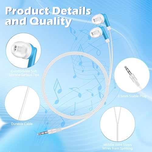 Vibrant Classroom-Ready Kids Earbuds – 60-Pack Wired In-Ear Headphones for Enhanced Student Engagement with Chromebooks, Laptops & PCs – Durable, Lightweight & Colorful Design for Optimal Learning Experience