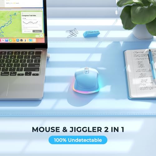 PEIOUS Rechargeable Wireless Mouse with LED – Innovative Jiggler Technology to Keep Your Computer Awake – Sleek Black Design for Optimal Comfort and Productivity