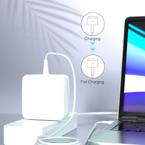 Universal 45 W Mac Book Air Charger – Magnetic T-Tip AC Power Adapter for A1436, A1466, A1465 Models – Compact & Lightweight with Foldable Plug – Fast Energy Delivery for 11″ and 13″ Laptops (2012-2017) – CE/Ro HS Certified for Safety – Includes 6 ft Power Cord & Free Rechargeable Charger – 12-Month Satisfaction Guarantee