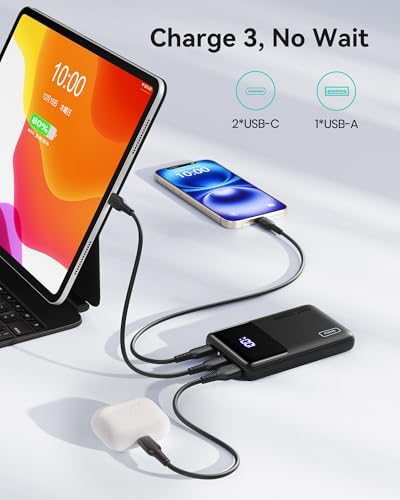 Ultra-Slim INIU Power Bank 10000 m Ah – 45 W PD Fast Charging Portable Charger with Dual USB-C Ports for i Phone 16, Samsung S25, Google Pixel, and More – Essential Travel Companion for On-the-Go Power Needs